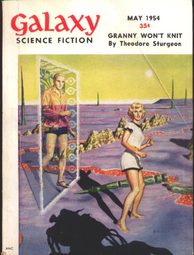 Cover of Galaxy Science Fiction, May 1954, an issue that contained Theodore Sturgeon's short story 'Granny Won't Knit'.